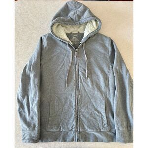 L.L. Bean Full Zip Hoodie Womens M Medium‎ Sherpa Lined Gray Fleece Warm Casual